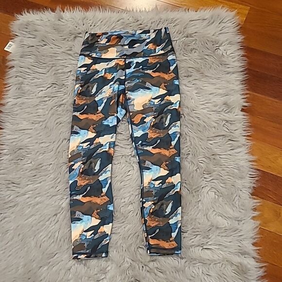 Fabletics define powerhold womens teal, beige and orange workout leggings - Picture 1 of 5